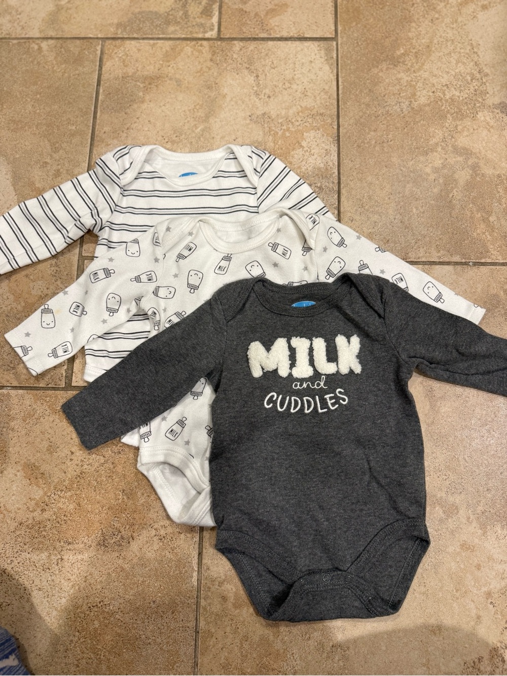 Bon Bebe Baby One-Piece Bodysuit Set - Gray & White